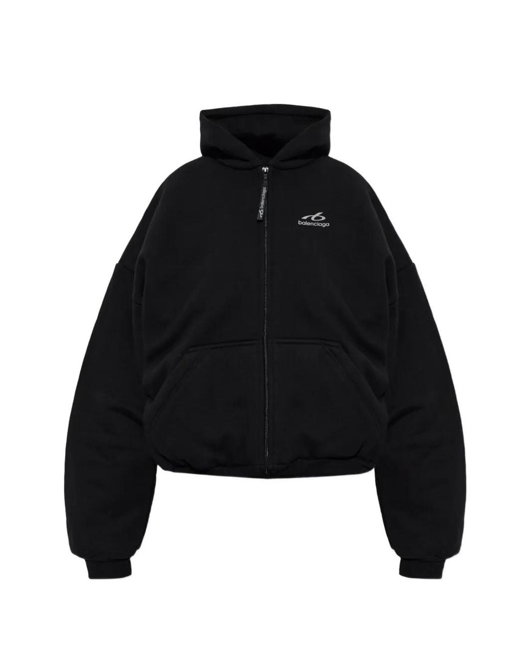 Balenciaga Black Logo-Print Zip-Up Hoodie