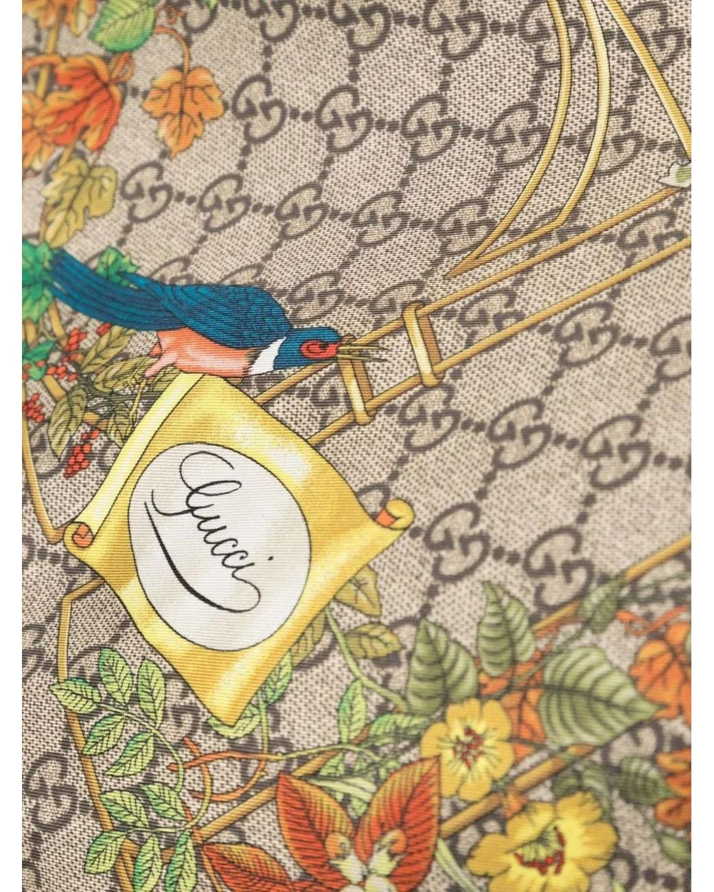 Gucci Metallic Floral-Print Logo-Monogram Scarf