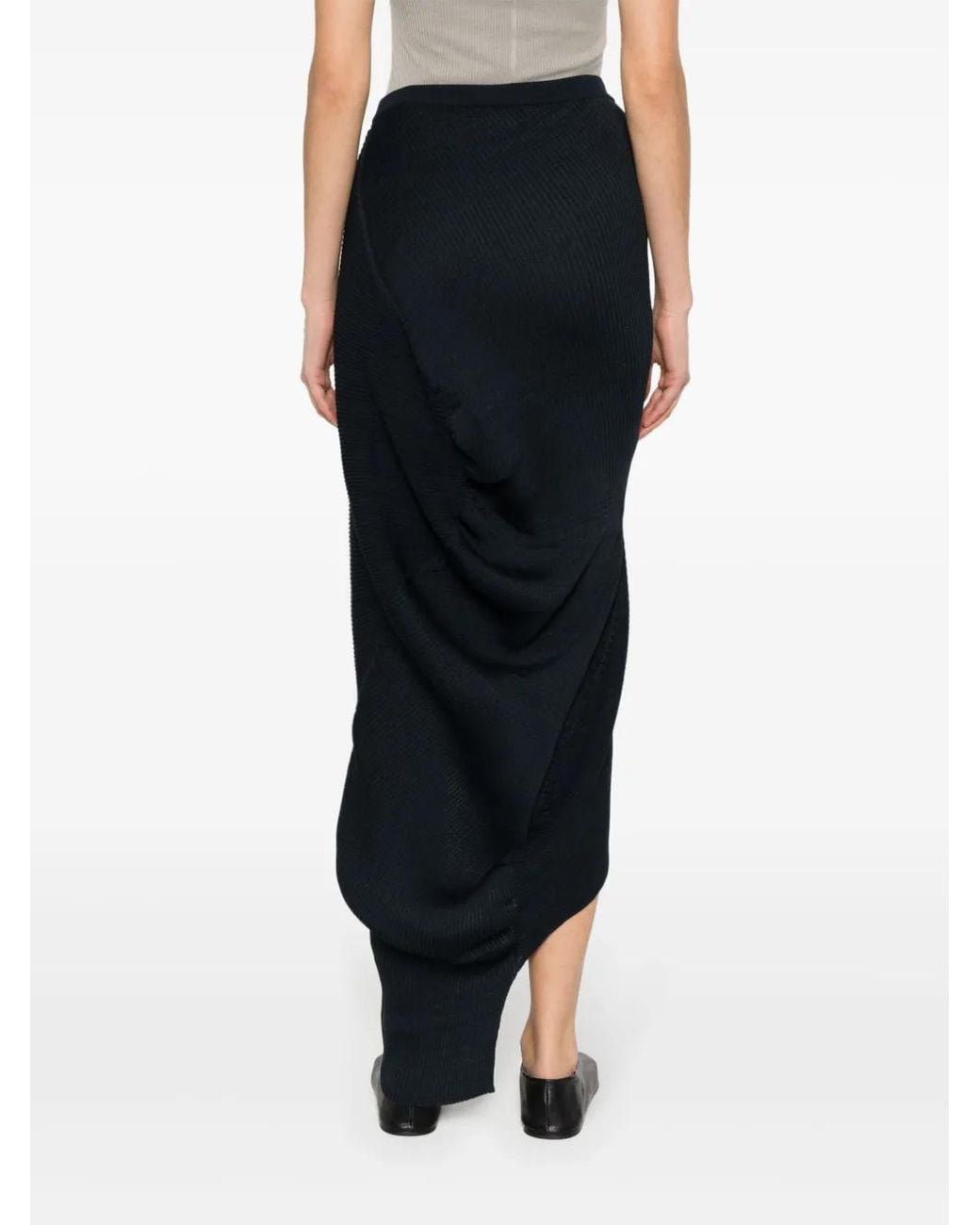 Issey Miyake Black Aerate Asymmetric Skirt