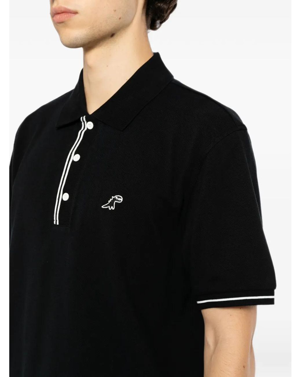 SPORT b. by agnès b. Black Logo-Embroidered Polo Shirt for men
