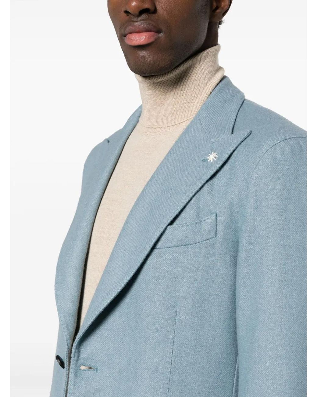 Manuel Ritz Blue Logo-Appliqué Twill Single-Breasted Blazer for men