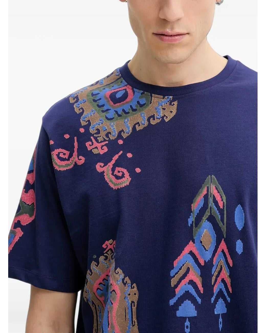 Desigual Blue Graphic-Print T-Shirt for men