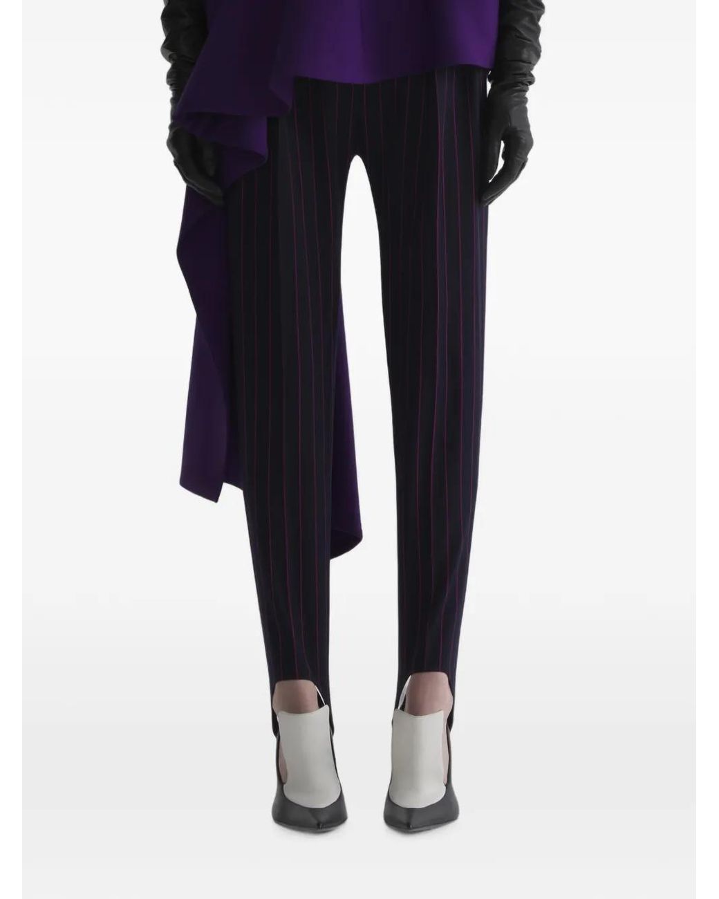 Mugler Blue Pinstripe Carrot Trousers