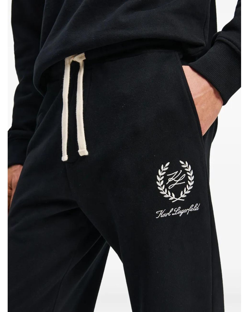 Karl Lagerfeld Black Elasticated-Cuff Track Pants for men