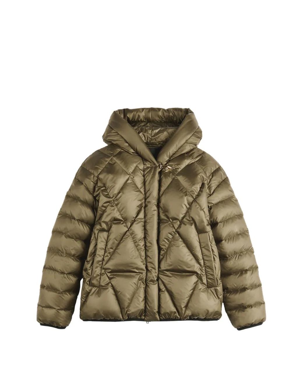 Fay Green Argyle Quilted Puffer Jacket
