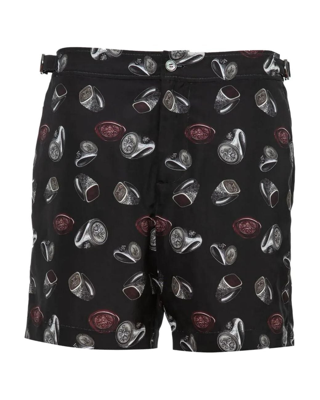 Dolce & Gabbana Black Ring-Seal Print Swim Shorts for men