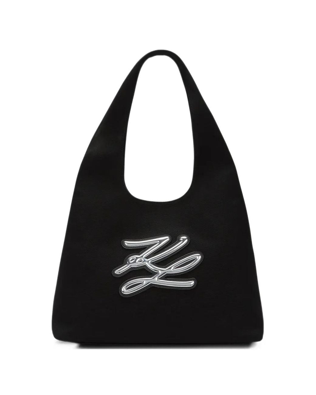 Karl Lagerfeld Black Medium K/Autograph Logo-Detail Shoulder Bag