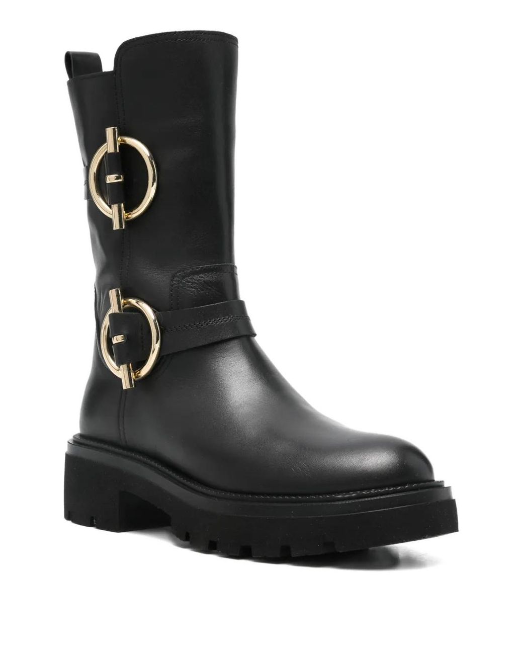 Albano Black Buckle-Strap Boots