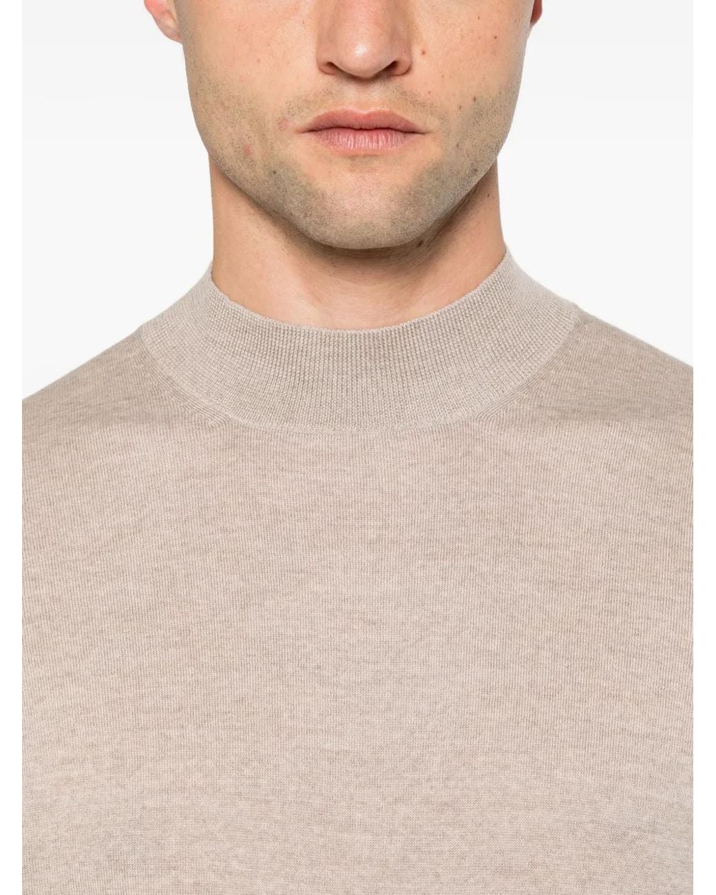 Gran Sasso Natural Mock-Neck Sweater for men