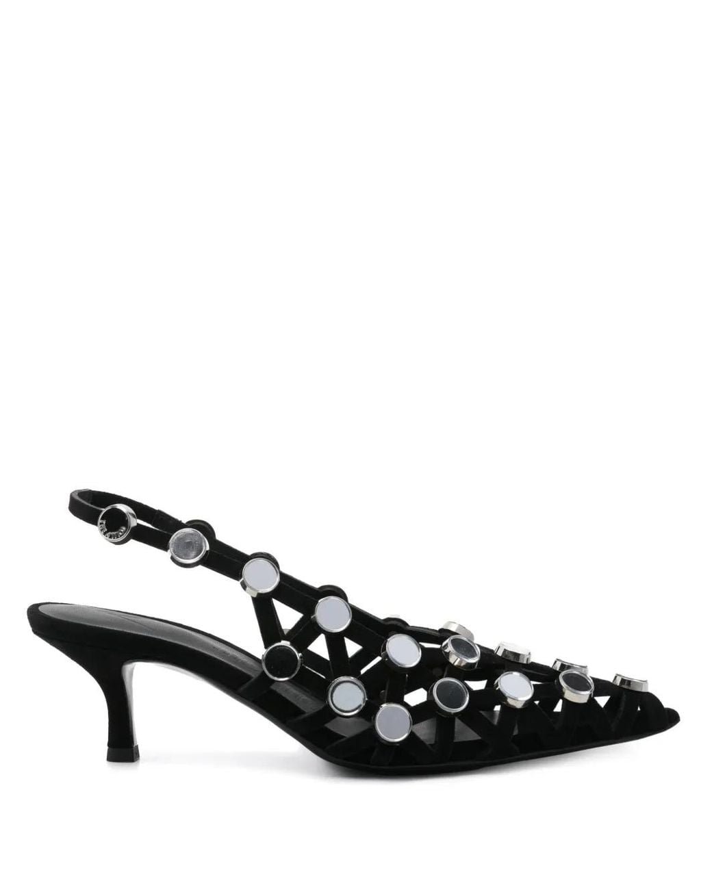 The Attico Black Suede Grid Slingback With Inserts
