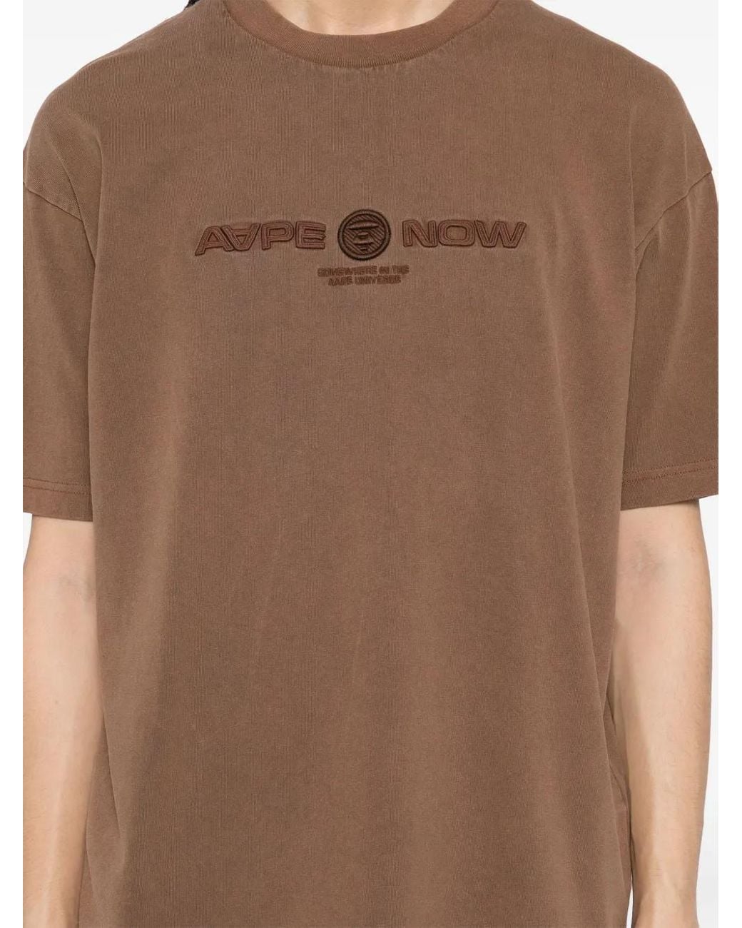 Aape By A Bathing Ape Brown Logo Embroidered T-Shirt for men