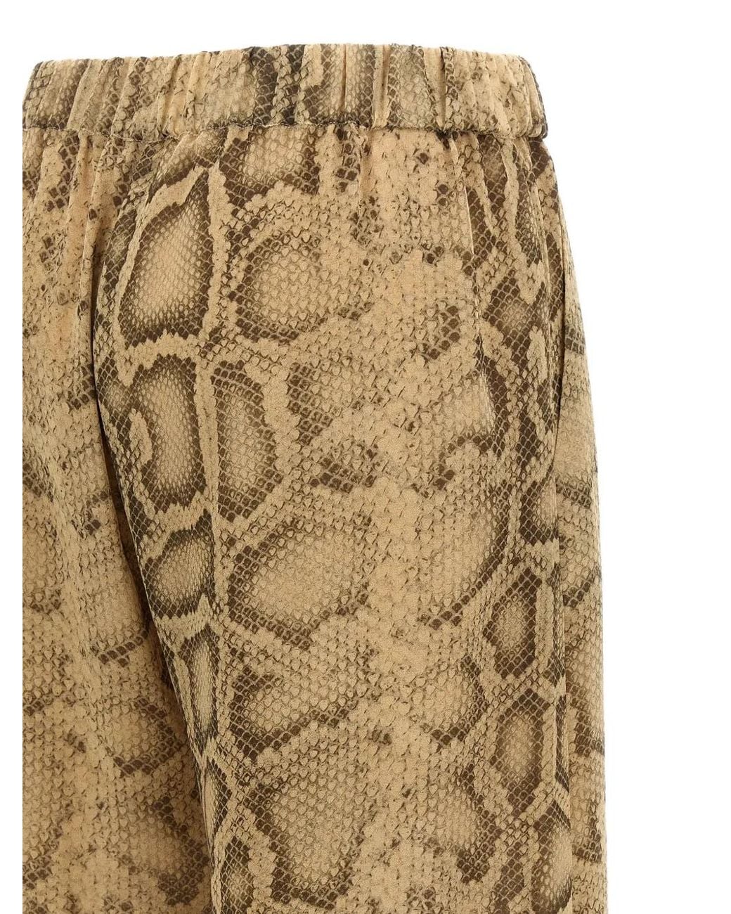 ANDAMANE Natural Lena Elasticated-Waist Python-Print Trousers