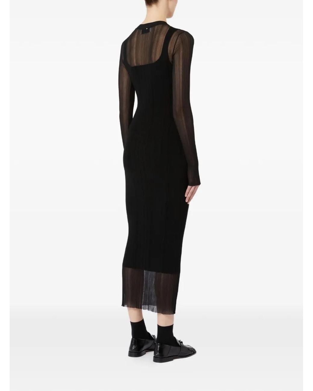 Sportmax Black Spxcaro Ribbed Knit Midi Dress