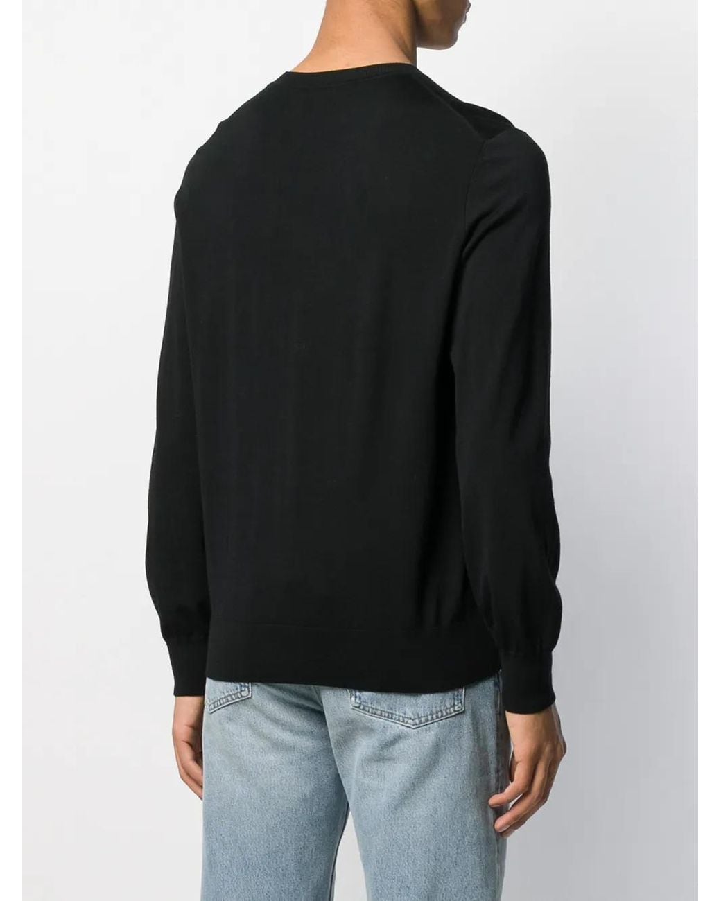 Theory Schwarzer Gerippter Wollpullover in Black für Herren