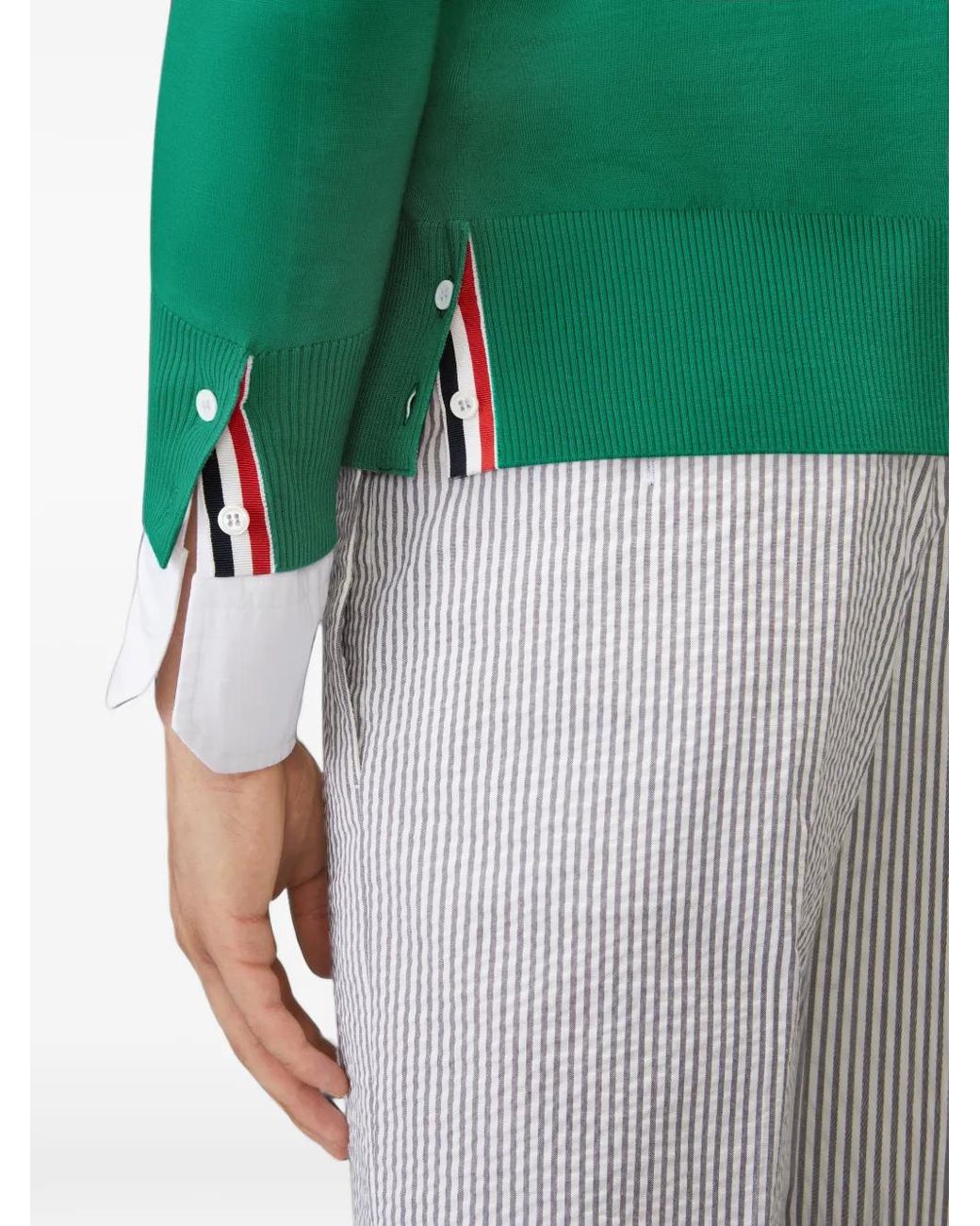 Thom Browne Green Cardigan À Col V for men