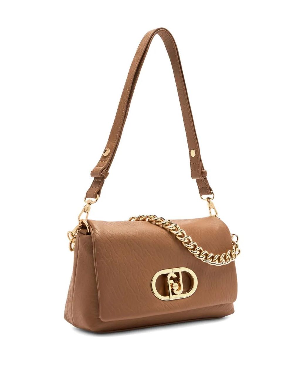 Liu Jo Brown Medium Lapuffy Logo-Plaque Chain-Strap Shoulder Bag