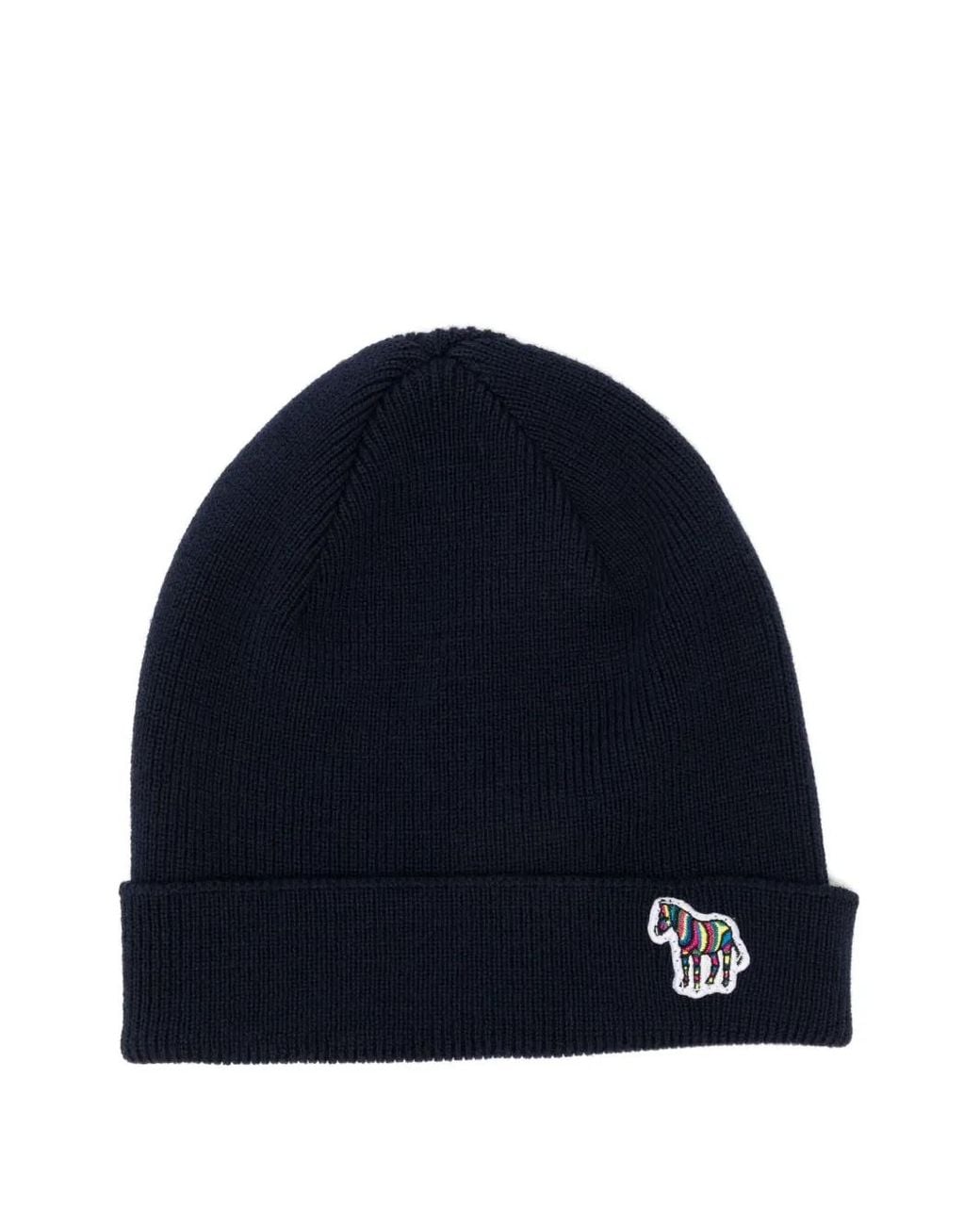 Paul Smith Blue Zebra-Appliqué Wool Beanie for men