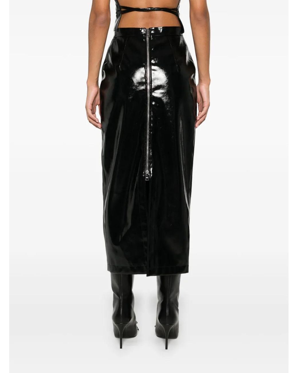 スカート MSGM PATENT LEATHER MIDI SKIRT MSGM Patent Midi Skirt in Black | Lyst