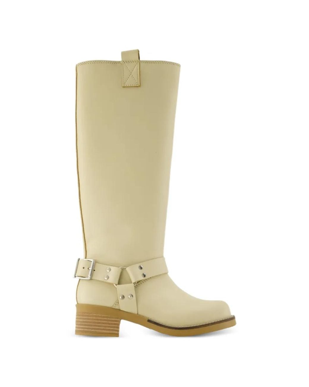 Samsøe & Samsøe White Sabrenta Buckle-Strap Boots