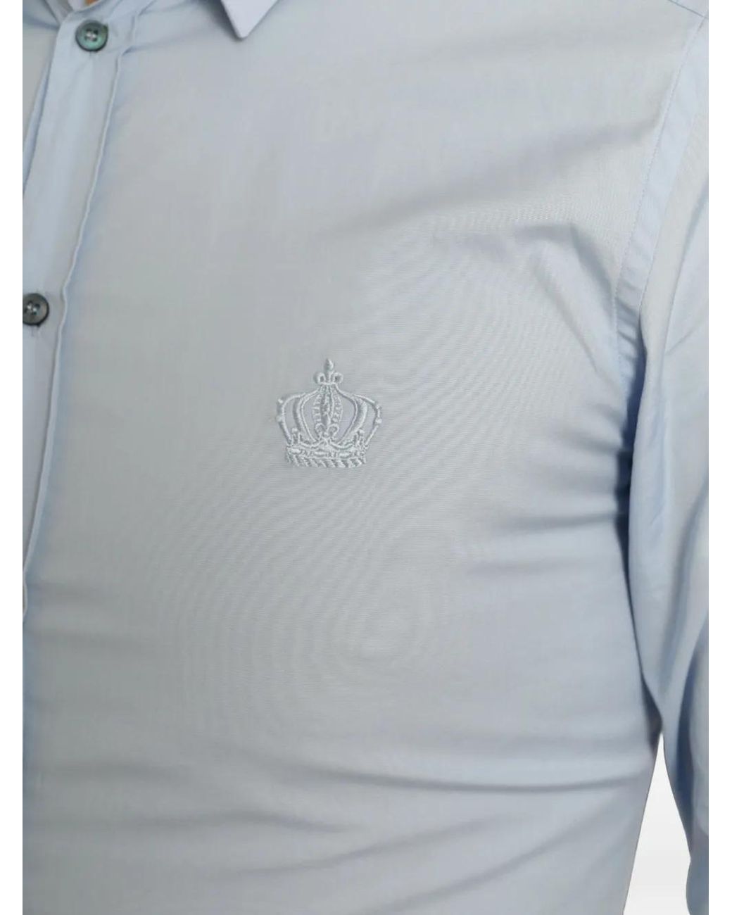 Dolce & Gabbana Blue Crown-Embroidered Shirt for men
