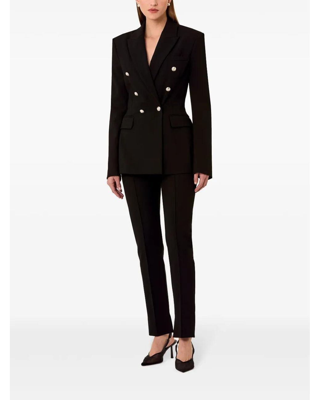 Nicholas Black Double-Breasted Peak Lapel Blazer