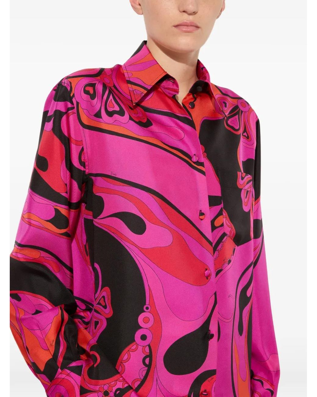 Emilio Pucci Pink Orchidee-Print Silk Shirt