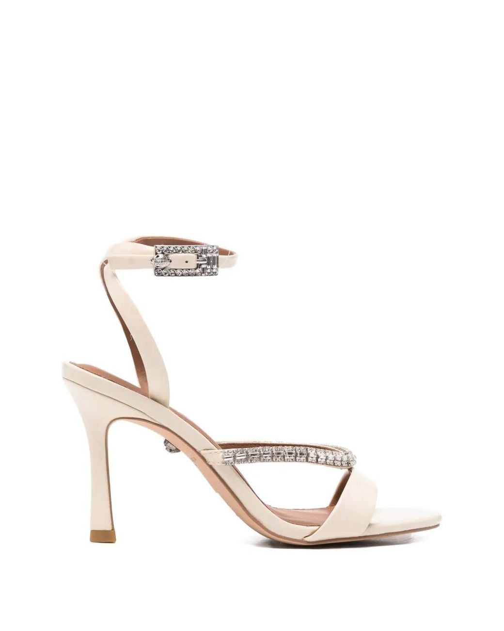 Kurt Geiger White Sandales Ornées De Cristaux À Boucle