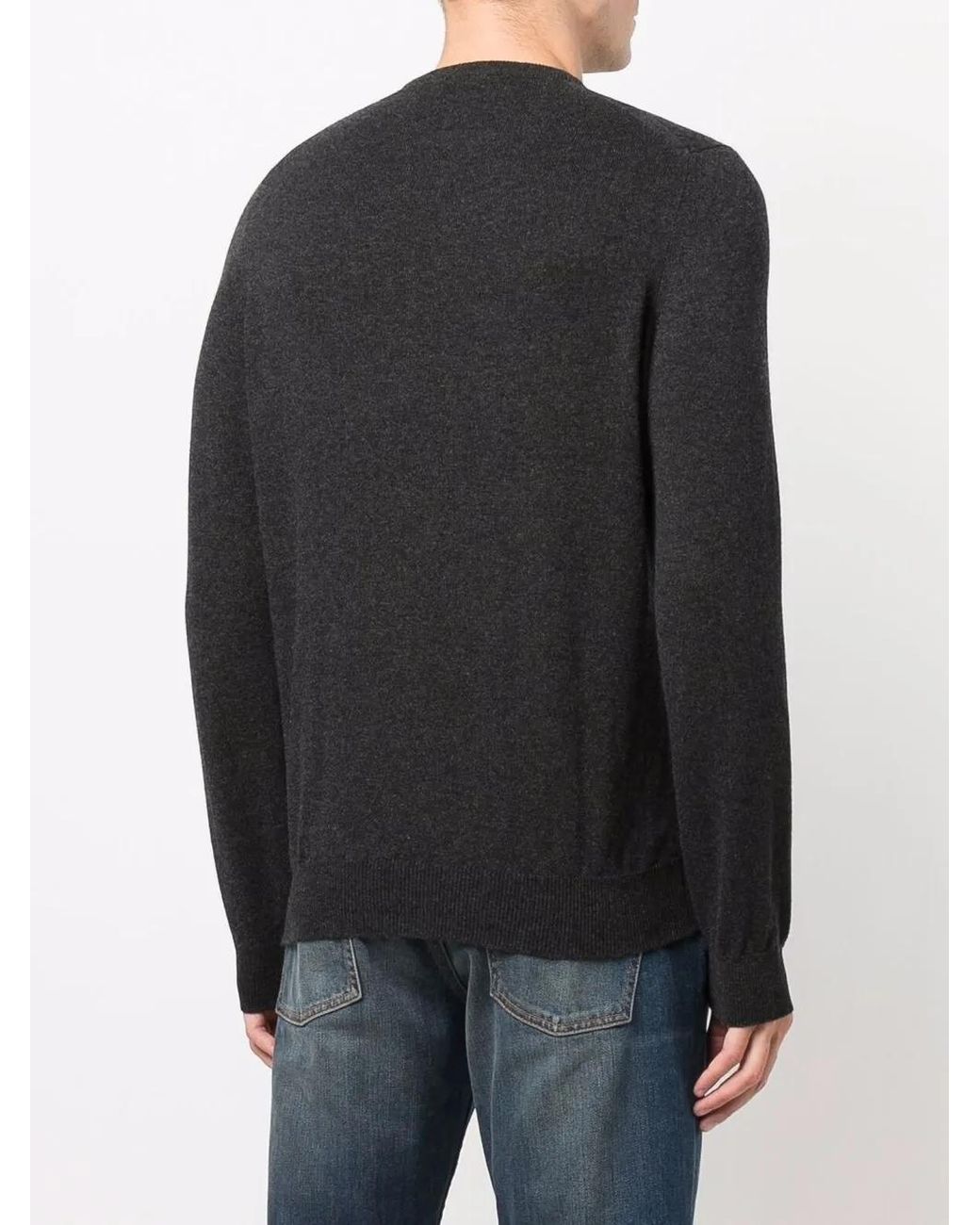 Fedeli Black Crew-Neck Cashmere Jumper for men