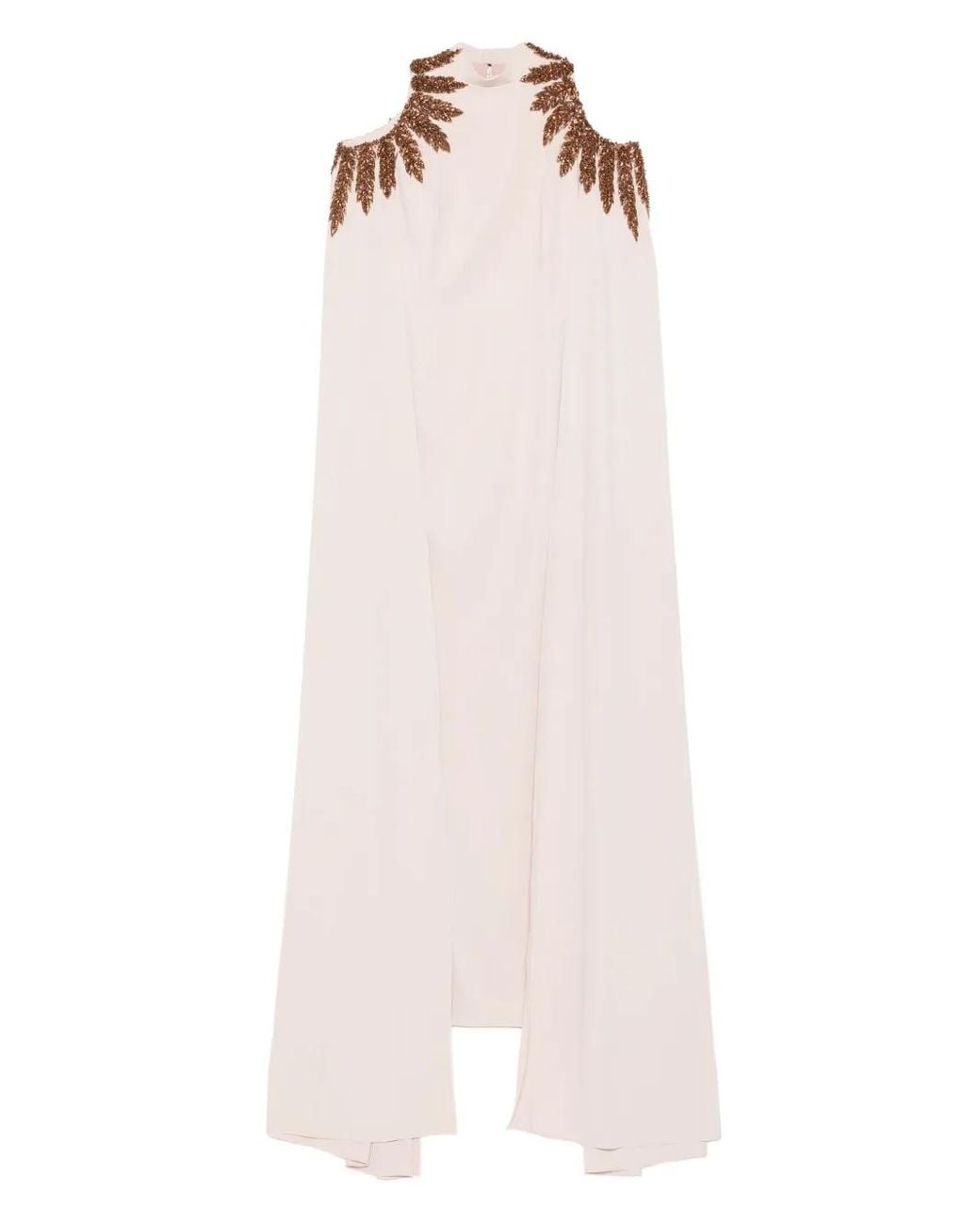 Jean Louis Sabaji White Embellished Cape Dress
