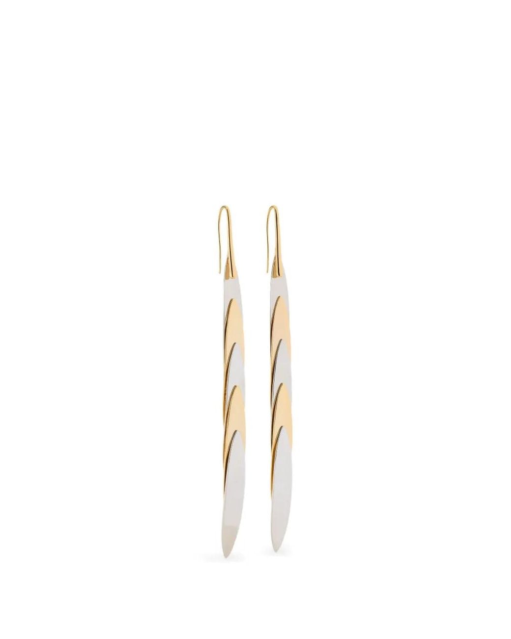 Jennifer Fisher Metallic Long Feather Drop Earrings