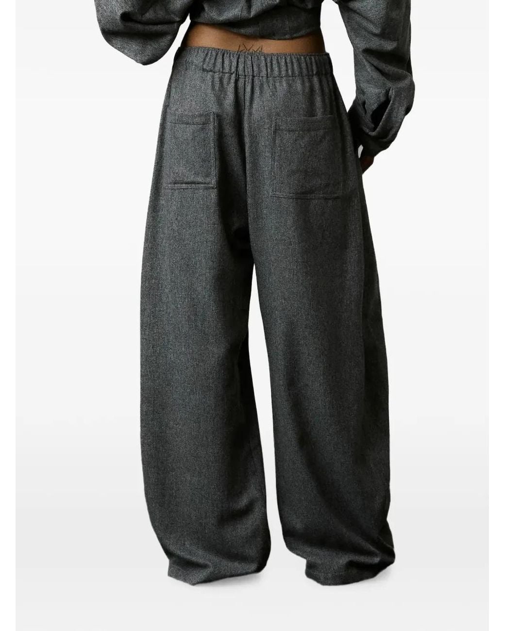 Thelatest Gray Dora Drawstring Elasticated-Waist Trousers