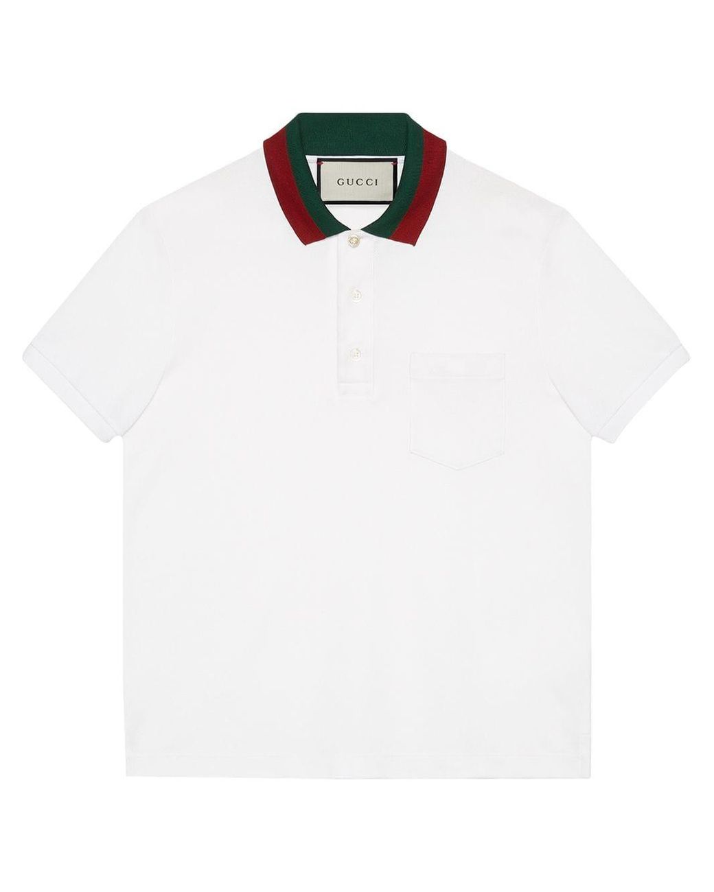 Gucci Cotton Polo With Web Collar in White for Men - Lyst