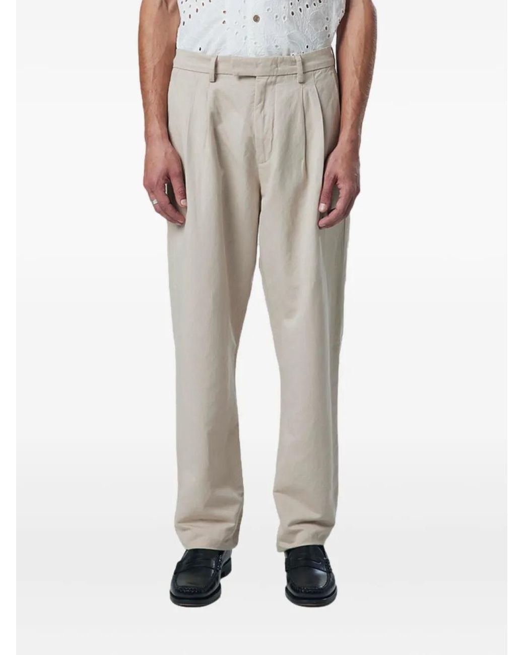 NN07 Natural Pleated-Front Trousers for men