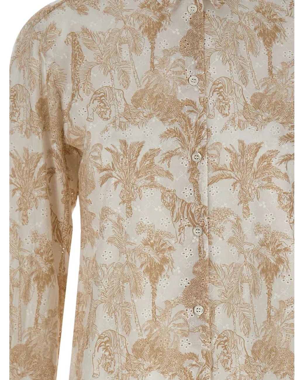 Mc2 Saint Barth White Meredith Linen Shirt With Print