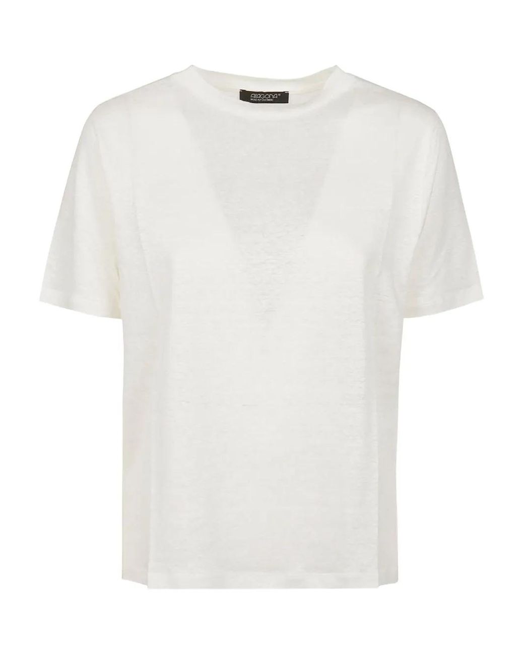 Aragona White Linen Round-Neck T-Shirt