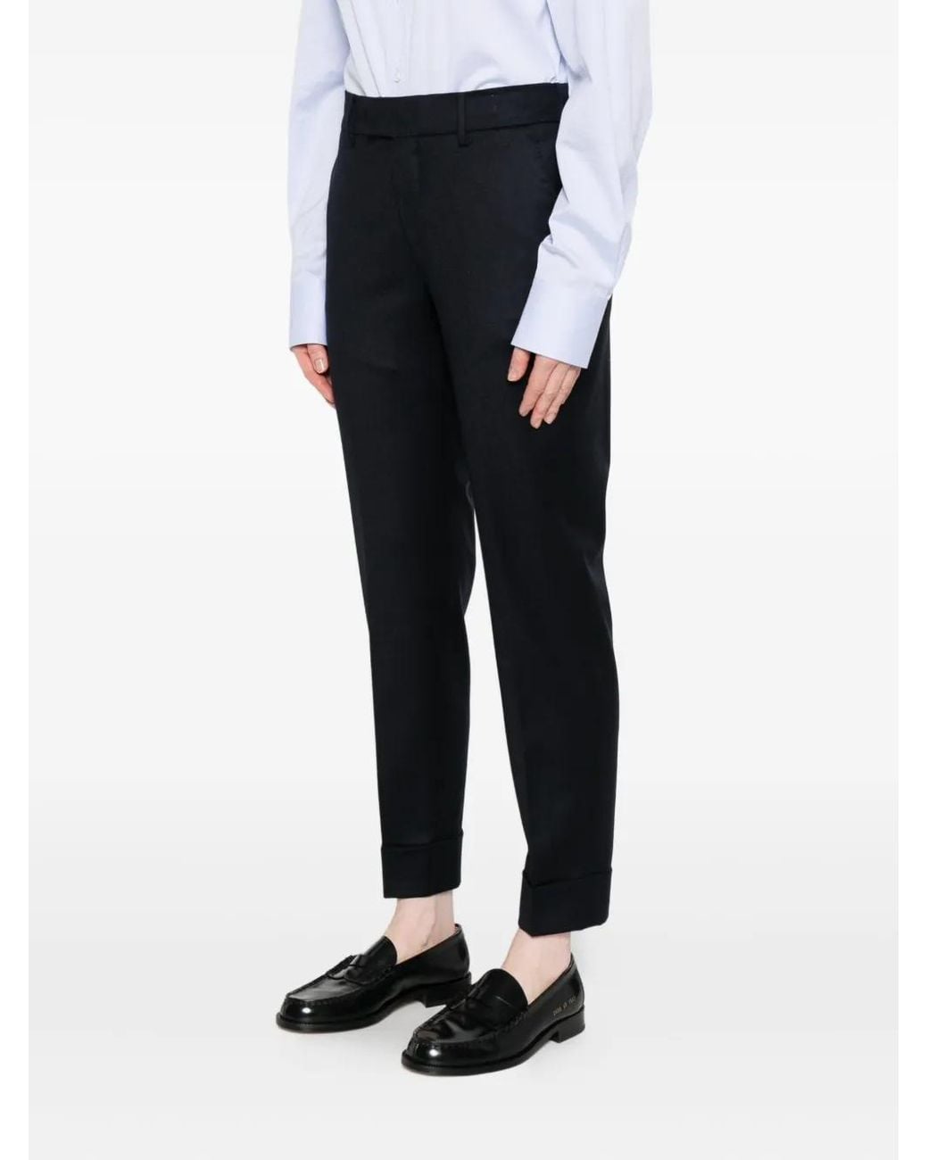 Berwich Black Cuffed Wool Trousers