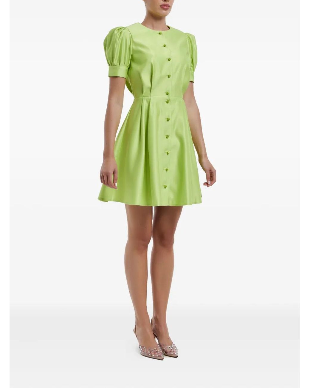 POST MERIDIEM Green Button-Down Mini Dress