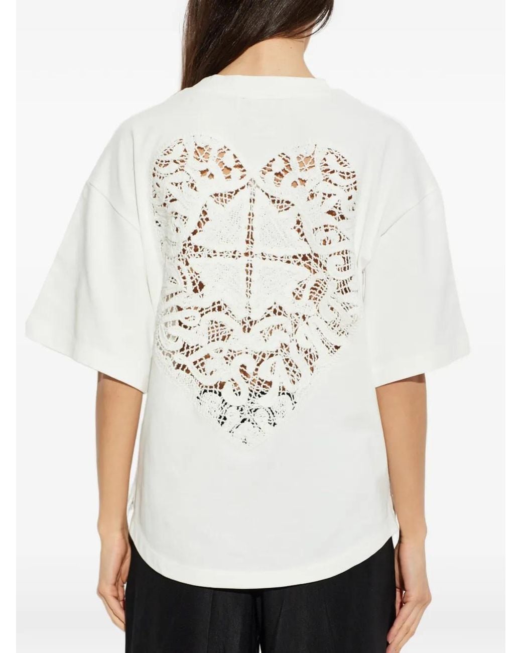 AllSaints White Crochet-Patch Heart T-Shirt