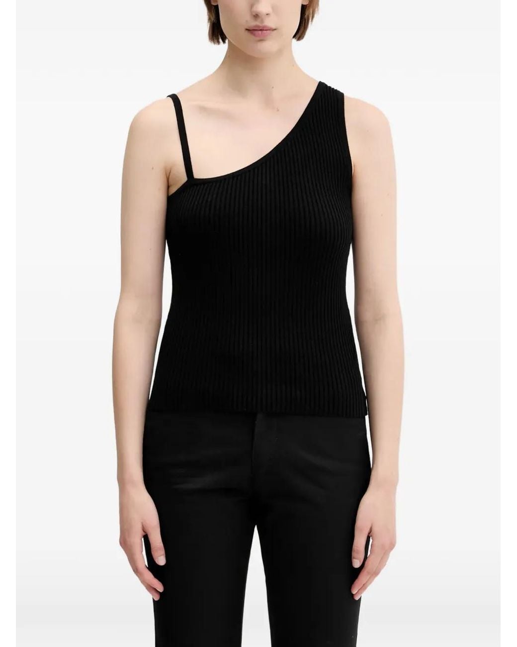 Samsøe & Samsøe Black Sacheryl One-Shoulder Ribbed Top