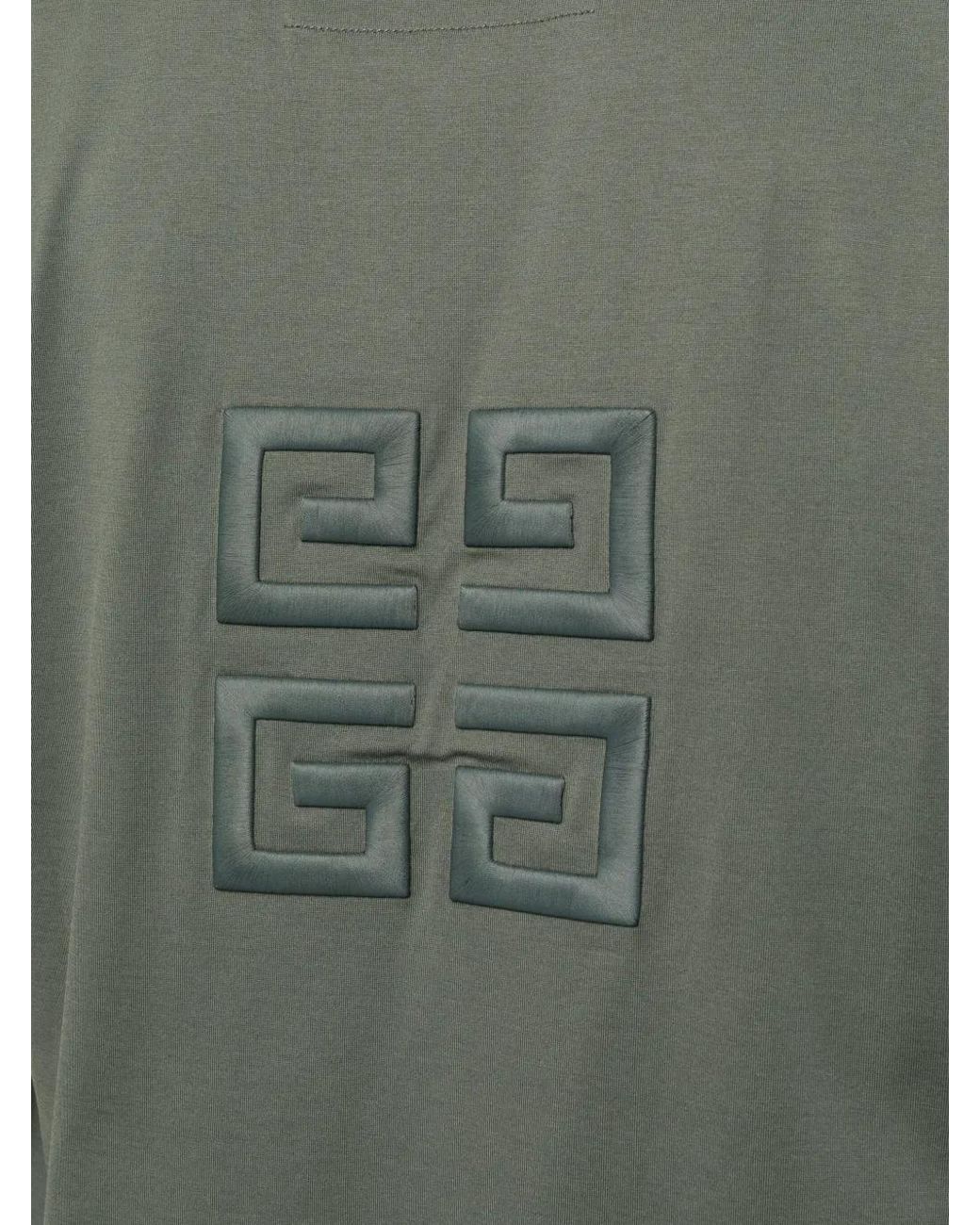 Givenchy Green Logo-Embroidered Cotton T-Shirt for men