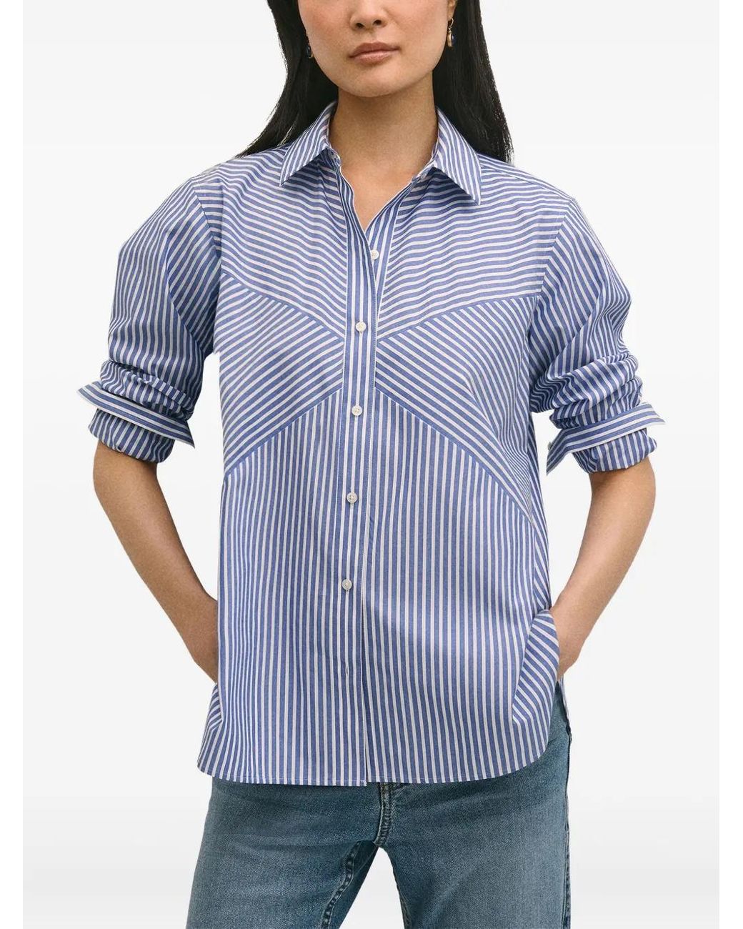 Brooks Brothers Blue Striped Point-Collar Shirt