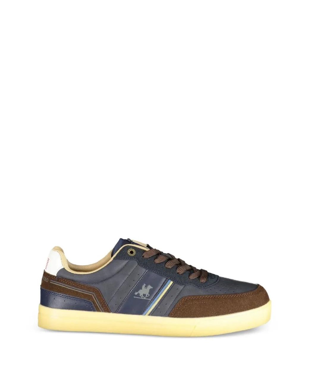 U.S. Grand Blue Panelled Lace-Up Perforated Sneakers for men