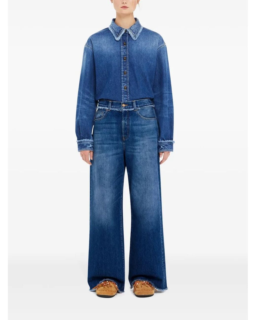 Alanui Blue Fringed Jeans