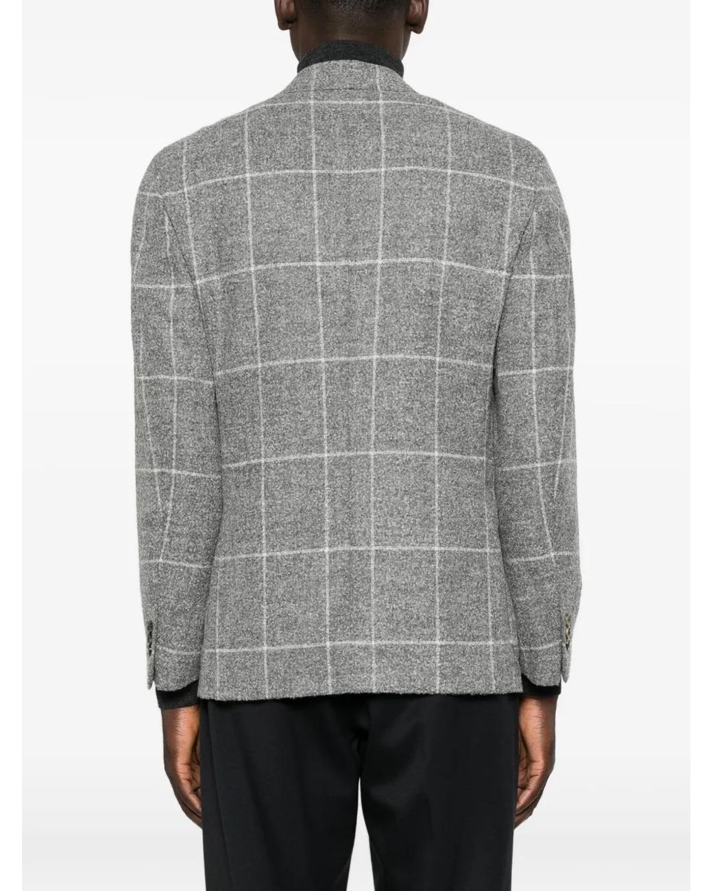 Lardini Gray Check-Pattern Notched-Lapel Jacket for men