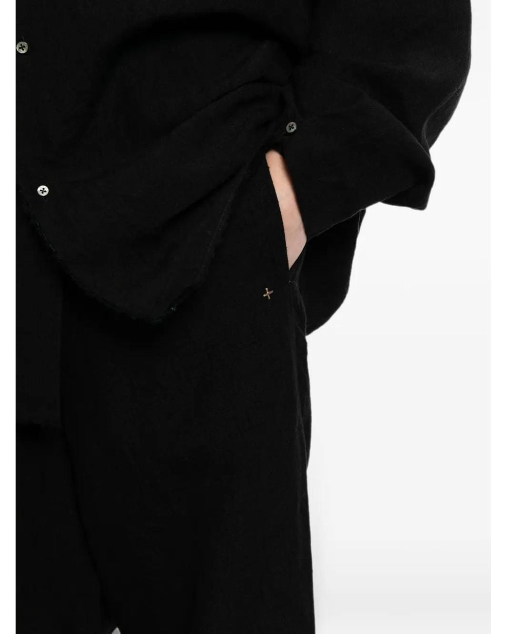 Ma+ Black Cross-Embossed Trousers for men
