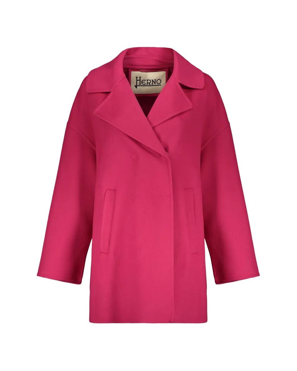 Herno Pink Wide-Collar Double-Breasted Coat