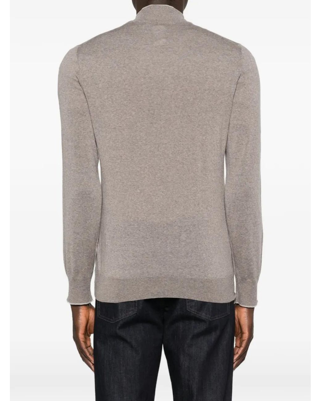 Canali Gray Zip High-Neck Knitwear for men