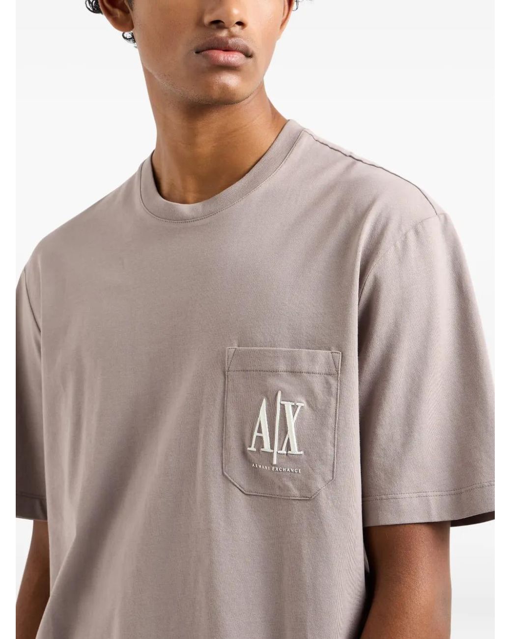 ARMANI EXCHANGE White Patch-Pocket Logo-Print T-Shirt for men