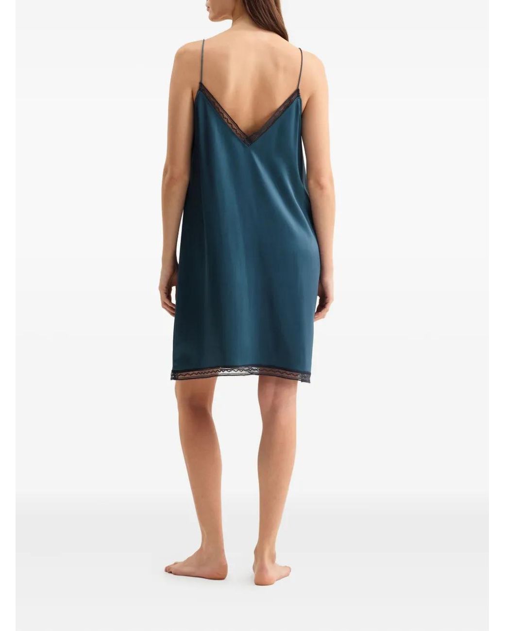 Eres Blue Bucolique Lace-Trim Silk Nightdress