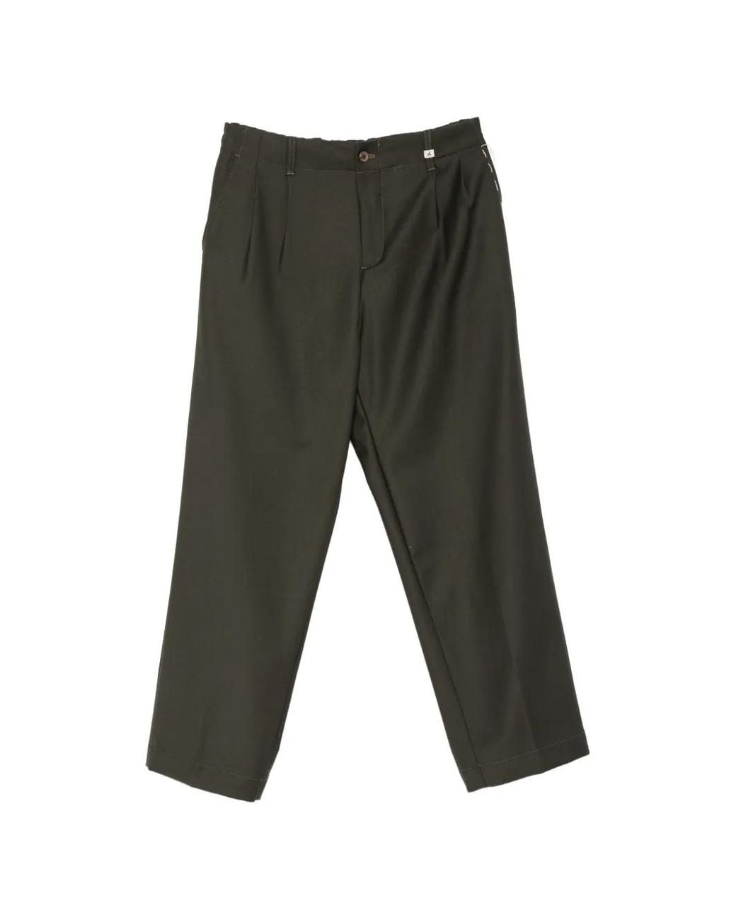 Myths Gray Pleated-Front Straight-Leg Trousers for men